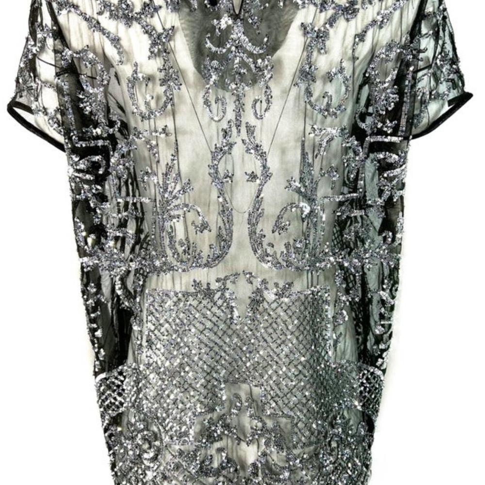 RARE Couture Libertine Embellished Black Sequin Top L - Picture 6 of 13